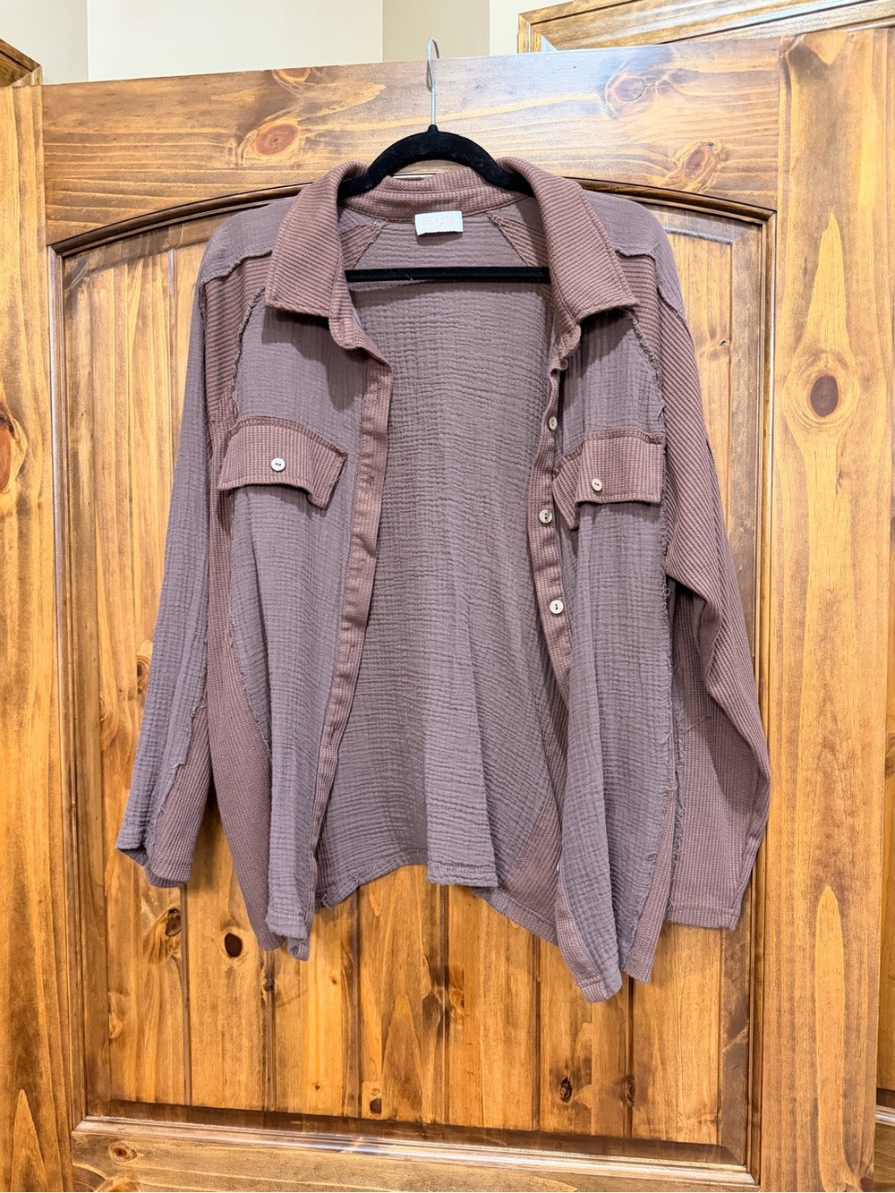 Pink Lily Men's Textured Shirt Jacket in Taupe
